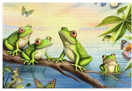 Holzpuzzle Viele Frösche Druckpuzzle 1000 Teile Personalisiertes Bilderpuzzle Familie Dekoration Puzzle für Erwachsene Familie Hochzeit Abschluss Geschenk