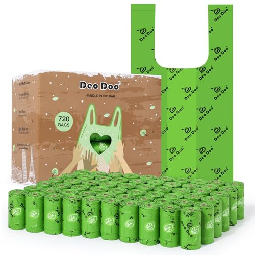 Hundekotbeutel mit Henkel, 60 Rollen 720 Stück Großformat Hunde Kotbeutel Rollen, 27 * 37cm Aus Recycelten Materialien Hergestellt, Auslaufsichere und Starke Kotbeutel für Katze