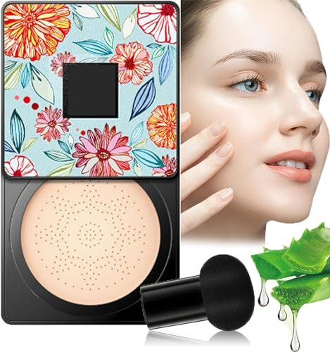 UIRPK Wonderninelife Beauty Cream,Beauty Linasi Clear Cover Beauty Cream,Mushroom Head Air Cushion Cc Cream,Beauty Cream Mushroom Head Makeup Brush,Beauty Cream Foundation Waterproof (Ivory A)