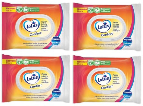 Papier Toilette Humide Lotus Confort 38 Lingettes - Lot de 4 - Offre Spéciale