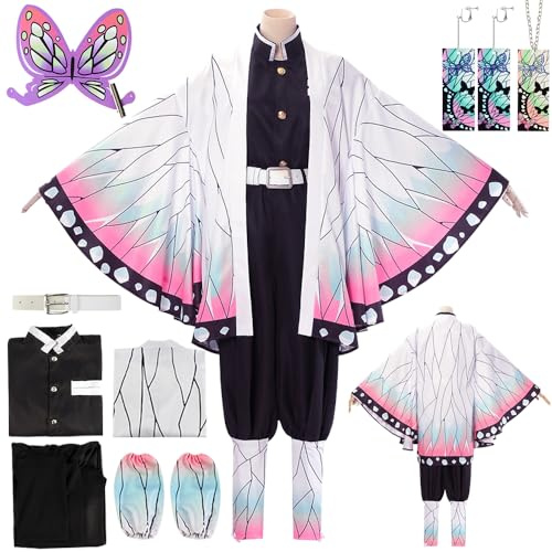 YYDSXK Cosplay Nezuko Tanjirou, Disfraz de Nezuko Tanjirou Kochou Shinobu Kanroji Mitsuri, Conjunto de Capa Kimono, Regalo para Niños Adulto, Disfraz de Nezuko para Carnaval