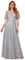 Ever-Pretty Women's V Neck Short Sleeve Elegant Floor Length A Line Long Tulle Evening Dresses Silver 16UK