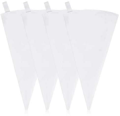 4 Pack 16 Reusable Pastry Piping Bags, Cloth Cake Decorating, White Cloth Frosting Bags, Icing Piping Bags Decorating Bags Icing Frosting Bags, White Hangable Piping Bags