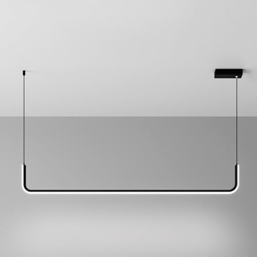 YFMYY Moderne lineare Pendelleuchte, Schwarze, minimalistische LED-Beleuchtung, 3-Farben-Temperaturmodus, verstellbare Aufhängehöhe, Hängelampe für Kücheninsel-Esstisch