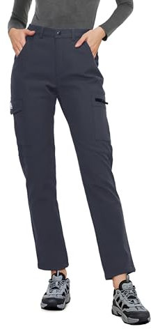 ATLASLAVA Wanderhose Damen Winter Gefüttert Softshellhose Skihose Winterhose Frauen Wasserdicht Trekkinghose Outdoor Hose Kaltes Grau S