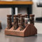 Coffee Bean Jars Canisters Coffee Storage Containers Walnut Solid Wood Base 12 Tubes Single Dose with Wooden Holder Coffee Bean Cellar Dosing Glass Vials With Lids Display Stand(6 Tubes)