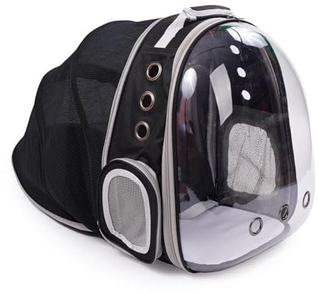 JUMI Transporttasche Hund und Katze - Tragetasche Katzen Hunde - Hunderucksack - Katzen Zubehör - Travel Bag - Transporttasche mit Verstellbarer Riemen - Lüftungsgitter - Falten - Grau
