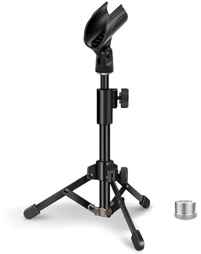 Schreibtisch-Mikrofonständer, JCWINY Tragbares, faltbares Mikrofonstativ mit Mikrofon-Clip-Halter, verstellbarer Tisch-Mikrofonständer für JCWINY Yeti, Schneeball, Funken und andere dynamische