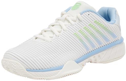 K-Swiss Damen Hypercourt Express 2 Tennis Shoe, WHT/DTCHCNL/Green, 37 EU
