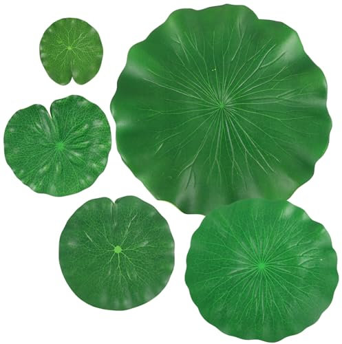 Kisangel 5stücke Künstliche Lotusblätter Für Teich Und Aquarium Schwimmende Dekoration Natürliche Farbtöne Für Garten Hochzeiten Und Fotoshootings