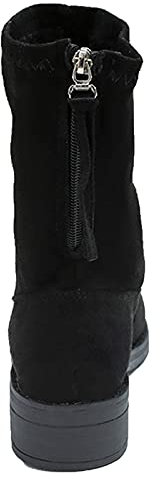 Generico Stivali Gamba Larga 50 Cm Stivali Donna Velluto Plus Scarpe vintage Stivali a fascia corta Stivali da donna con punta nuda Scarpe Dottor Donna Stivali Gambale Largo 45 Cm (Black, 39)