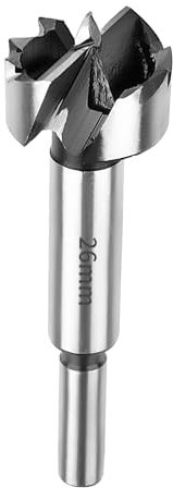 SUQIN Broca Forstner de 26mm Para Madera-Diámetro De 26mm Longitud 90mm Broca Fresadora Para Madera Con Eje Redondo Para Para Marcar y Taladrar Agujeros Para Bisagras