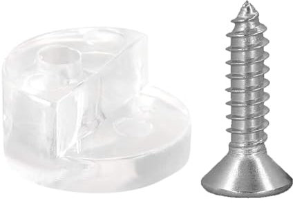 Gudalea 100 Stück Runder Glashalter Clip, Kunststoff-Glasscheiben-Halteklammern, Verstellbar Glasklemme mit 100 Schrauben für 4-9mm Dickes Glas, 13mm Durchmesser