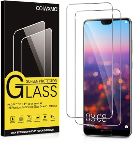 Coiwxmoi 2 Piezas Protector Pantalla para Huawei P20 Pro 6,1,Cristal Templado, Dureza 9H, Ultra Transparente, Anti Arañazos, Sin Burbujas,Ultra Resistente,para P20 Pro, Clear