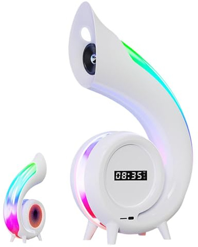 BT-Lautsprecherlampe – Touch-Steuerung Nachttischlampe | Tragbare Muschelform BT Nachtlicht | Multifunktionaler Wecker, Make-up-Spiegel für Familie | Schreibtischlampen für Home Office | Schöne Lampe
