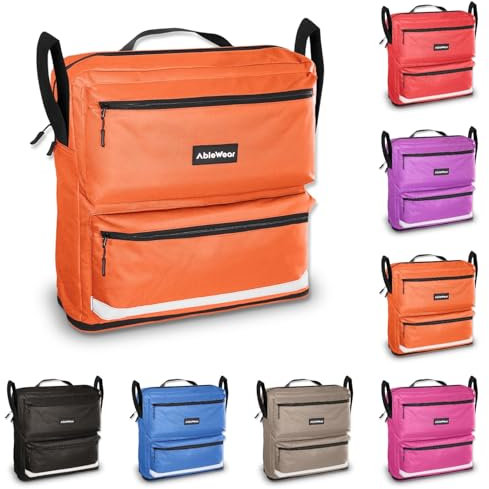 AbleWear Rollstuhltasche – Orange | Rollstuhlzubehör | erweiterbare Aufbewahrung | Tasche für Rollstuhl | Rollstuhl-Einkaufstasche | Taschen für die Rückseite des Rollstuhls | Rollstuhltaschen für