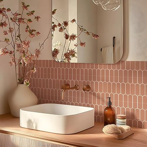Alwayspon Adhesivo para azulejos, 20 unidades de 20 cm x 20 cm, color rosa, adhesivo de transferencia para baños y cocinas