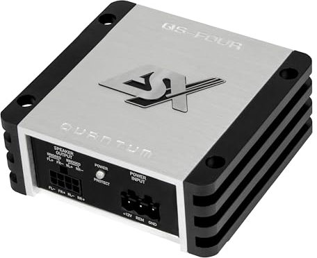 ESX QUANTUM QS-FOUR-ISO - Ultra-kompakter Full Range Class D Amp mit 240 W RMS bei nur 90 x 35 x 80 mm | incl. Plug&Play ISO Kabelbaum | ESX Car-Audio