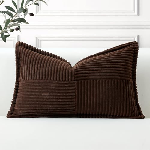 Artscope Ein Cord Kissenbezug Kordsamt Kissenhülle Zierkissenbezug 40x60 cm Dekokissen Sofakissen Couchkissen Dekorative Weiche Kissen für Sofa Wohnzimmer Zuhause Schlafzimmer, Dunkelbraun