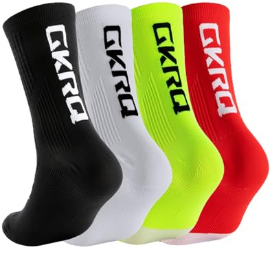 GKRQ 4pairs Fahrradsocken Herren/Damen - Radsocken Mittelhoch (Mittelknöchel) aus Nylon für Rennrad, MTB & Trekking - Atmungsaktive Sport Socken