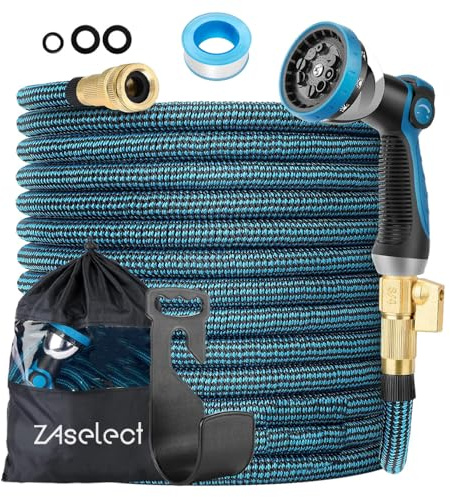 150FT or 200FT Expandable Garden Hose, Water Hose with Extra Strength Fabric, with 10-Pattern Spray Nozzle, Leakproof Lightweight Expanding Hose for Watering and Washing (150FT/45Meters)
