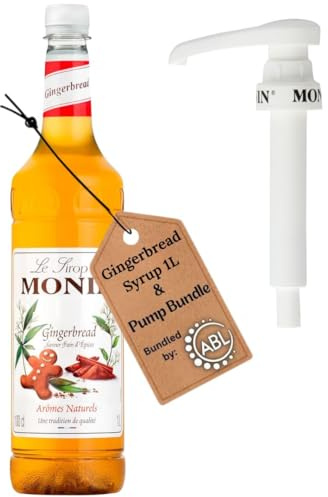 Premium Gingerbread Syrup 1L for Coffee and Cocktails | Gingerbread Coffee Syrup with Monin compatible pump
