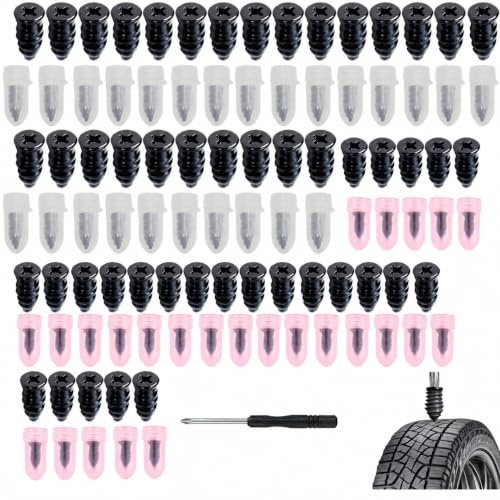 50 Pcs Kit Repacra Pinchazos Coche, Clavos de Goma para Neumáticos al Vacío | Clavos de Goma para Neumáticos al Vacío con Destornillador,, Para Coche, Moto, Bicicleta, Camión, 25S + 25L