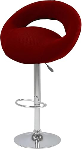 Drehbare Barhocker Hussen Mit Lehne Und Aussparung – Elastischer Jacquard-Überzug Mit Gummizug, Waschbar – Universeller Schonbezug Für Runde Sitzhocker, Einfache Montage(Wine Red,1PC)