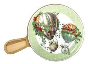 BRANDANI 51851 Tagliere Wonderland porcellana/bamboo con coltello formaggio inox 20×29,5 cm