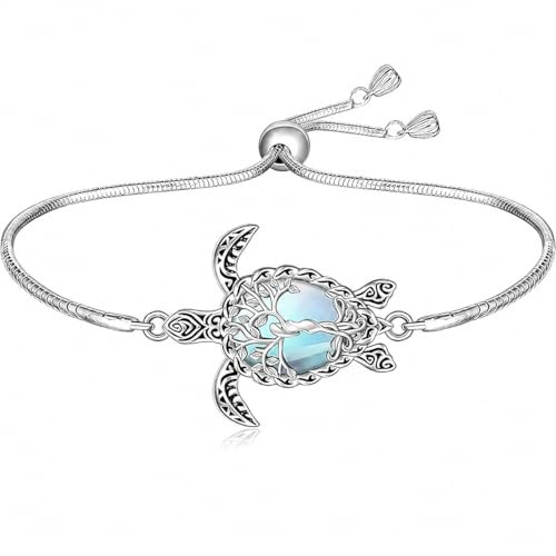 Fenthring Damen Schildkröte Armband 925 Silber mit Geschenk Armbänder Damen Verstellbar Armkette Valentinstag Muttertag Geburtstags Weihnachten Geschenk