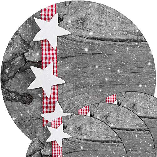 Weihnachts Tischsets 4er als abwaschbare Weihnachten Tischdeko - Platzsets Weihnachtsdeko Sterne als runde Winter Tischuntersetzer - Platzdeckchen als Tischunterlage für Esstisch Wohnzimmer Tisch