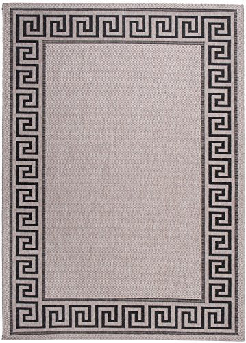 Carpeto Sisal Teppich Silber/Beige 60 x 110 cm Bordüre Muster Flachgewebe Sisal Kollektion