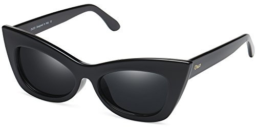 DUCO Katzenauge Rahmen Mode UV-Schutz Damen Sonnebrille Polarisierte Retro Klassisch Cateye W005 (Schwarz)
