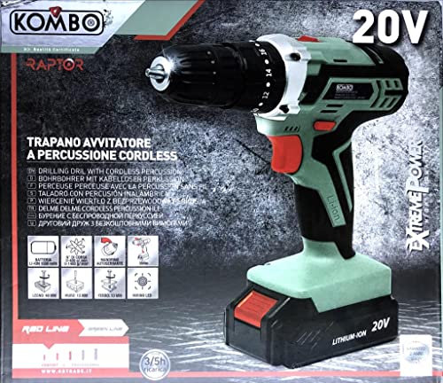 KOMBO Maury's Trapano Avvitatore Percusione con Batteria 20v 1500mah