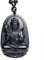 Purmy Buddha Anhänger Naturstein Amulett, Vajrapani Jade Buddha mit Verstellbarer Schwarzer Perlenkette 52-72cm