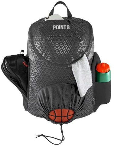 Point 3 Road Trip 2.0 Rucksack, Basketball-Rucksack mit Kordelzugverschluss, belüftetes Netz-Schuhfach, Grau