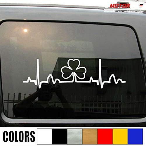 SUPERSTICKI Herzschlag Heartbeat irisches Kleeblatt Irland 25cm Aufkleber,Autoaufkleber,Sticker,Decal,Wandtattoo, aus Hochleistungsfolie,UV&waschanlagenfest,