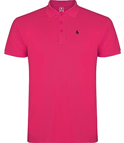 S&C - Polo Homme Manches Courtes 100% Coton Piqué, Coupe Classique, Casual, Couleur Unie, 3 Boutons, Conçu en Espagne, Regular Fit, Voir Guide, Fuchsia, XL