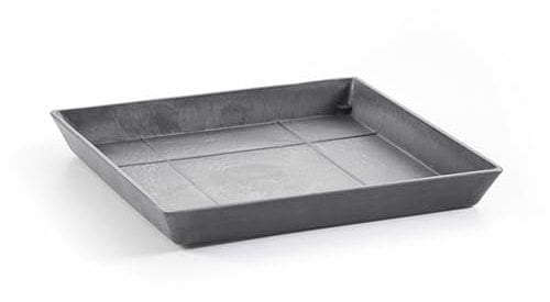Ashortwalk ECOPOTS - Sottovaso Quadrato in plastica Riciclata, Lunghezza 28 cm x Altezza 3 cm, Colore: Grigio