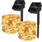 Yizhet Guirnaldas Luces Exterior Solar, 2 Piezas 10M 100 LED Cadena de Luces Solares 8 Modos Luces Alambre Solar Impermeable Guirnaldas Luminosas Solar para Jardines, Bodas, Navidad (Blanco Cálido)