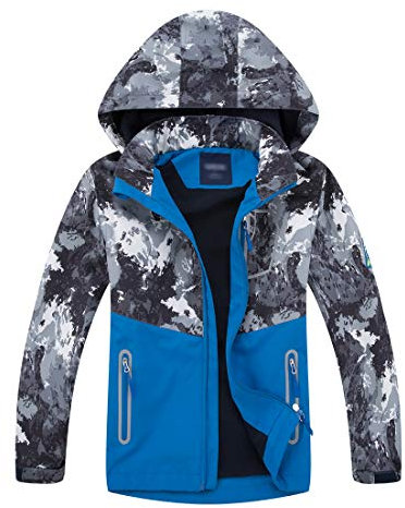 LAUSONS Manteau mi Saison garçon imperméable - Veste Militaire Coupe Vent Garcon avec Capuche 12-13 ans/Taille 160 - Gris