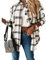 L&ieserram Surchemise Femme Veste à Carreaux Chemise Décontracté Oversized Chemisier Blouse Femme (Blanc, S)