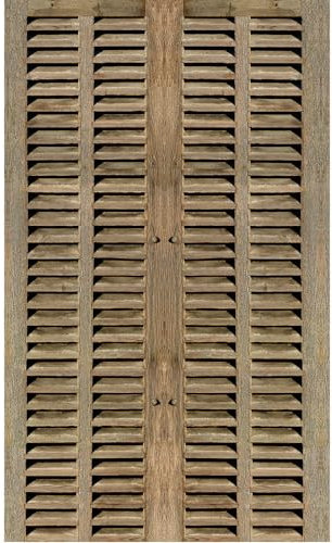 Papier peint intissé vintage, 250 cm X 150 cm, style ancien, persienne en bois marron.