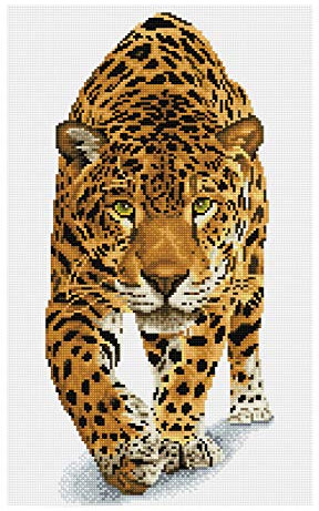 DIAMOND DOTZ 2591787 Original 5D Diamond Painting Squares Set, Leopard, DIY Diamant-Malerei-Kit mit quadratischen Glitzersteinen für Erwachsene und Kinder ab 12 Jahren, Intermediate