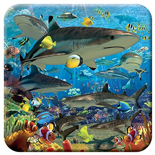 3D LiveLife Cork Coaster - Shark Reef from Deluxebase. Lenticular 3D Cork Ocean Coaster. Non-slip drinks mat with original artwork licensed from renowned artist, David Penfound