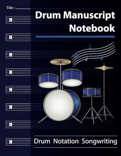 Drum Manuscript Notebook: Blank Drum Notation Staves with a Percussion Clef Paper Sheet Music for Drum Songwriting