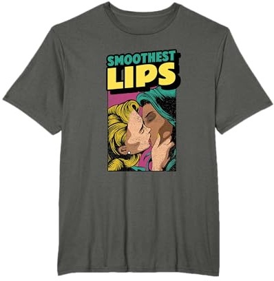Lesbian Vintage Comic Pop Art, Kissing Women, Smoothest Lips T-Shirt