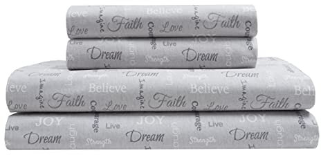 Elite Home Products Inspirational Bettwäsche-Set aus Baumwollflanell, Anthrazit, Queen