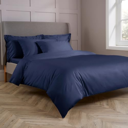 Christy 400TC Super King Duvet Cover Set | Navy Blue | 100% Cotton | Silky Smooth and Soft Bed Linen | Luxury 400 Thread Count Super King Quilt Cover Set