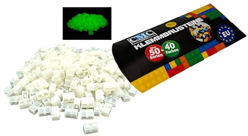 CMC imports 50 Klemmbausteine Bausteine 1x2 Noppen Kompatibel freie Auswahl 34 Farben (200 - Glow in The Dark)